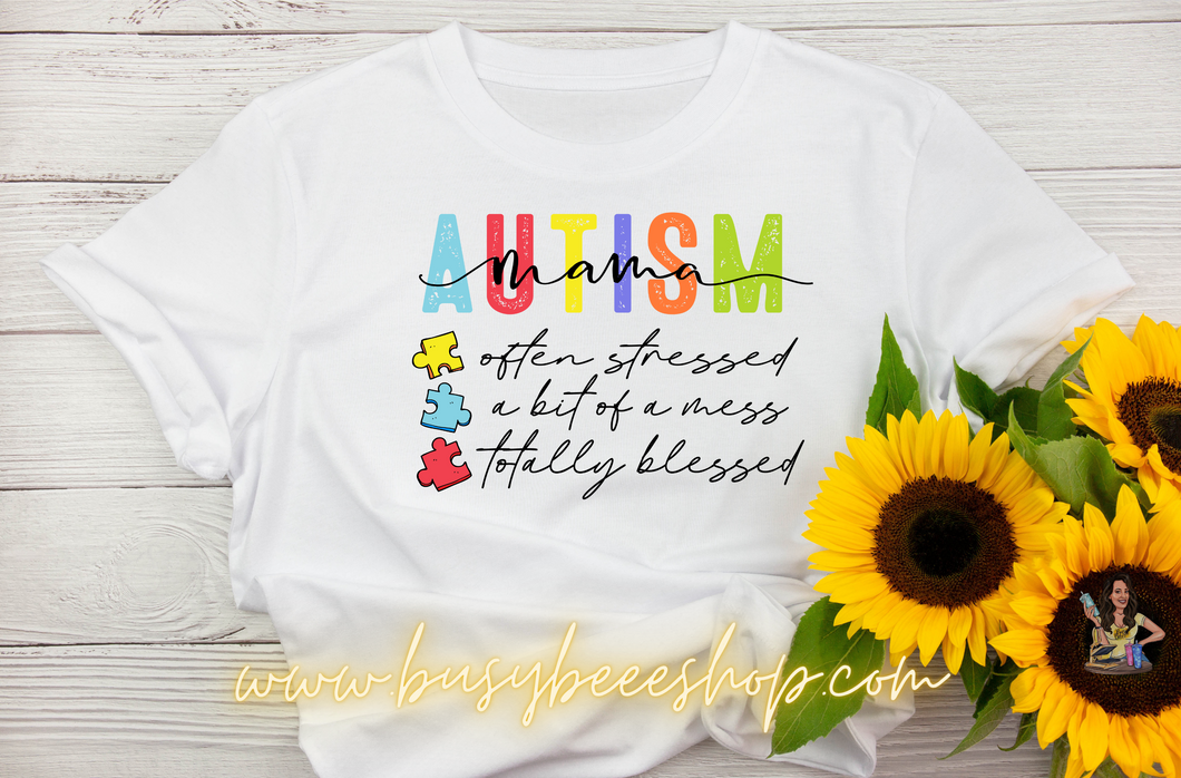 Autism Puzzle Mama Bow T- Shirt