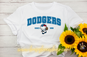 Blue Kitty Dodgers T- Shirt