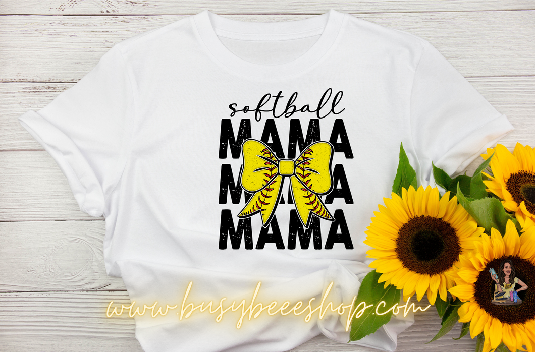 Softball Mama Bow T- Shirt