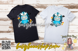 Spooky Blue Mirror Labubu T-Shirt