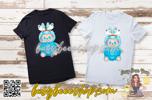 Spooky Pumpkin Blue Labubu T-Shirt