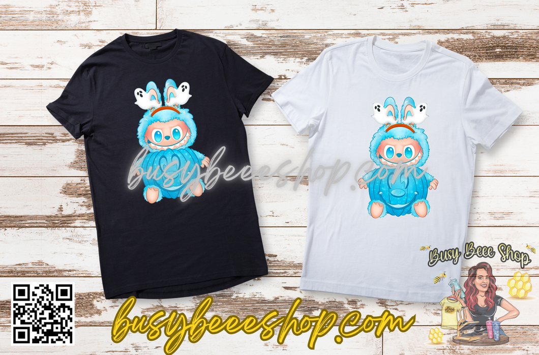 Spooky Pumpkin Blue Labubu T-Shirt