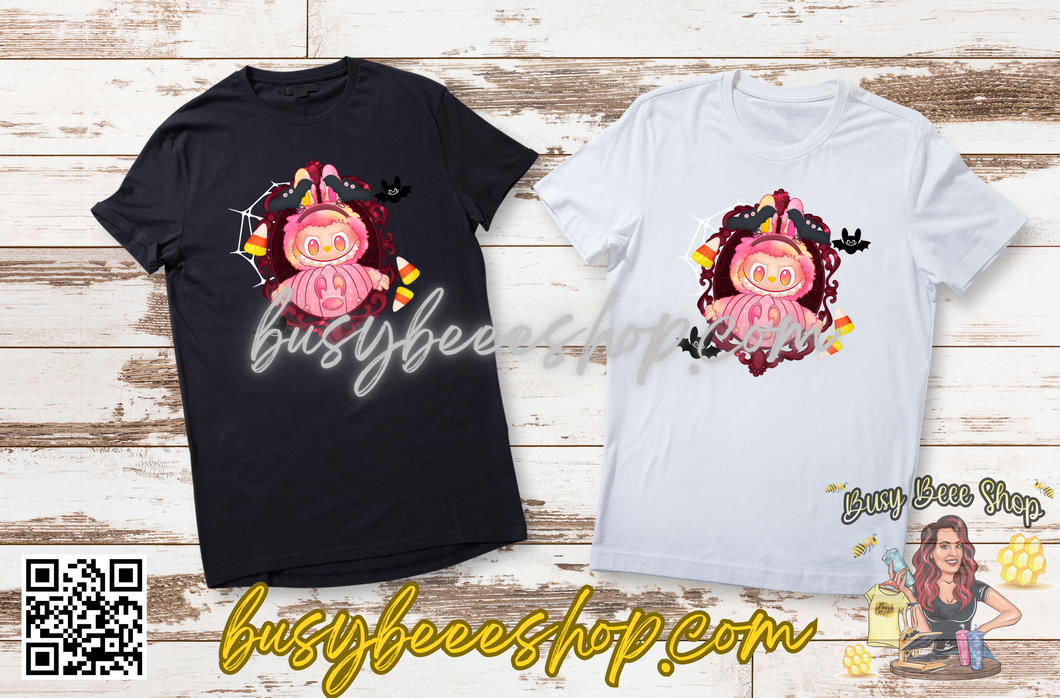 Spooky Red Mirror Pink Labubu T-Shirt